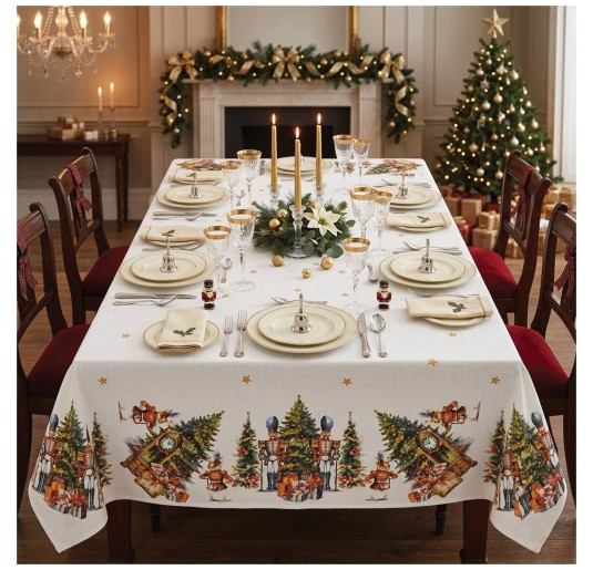 Christmas Tablecloth in Pure Cotton – Nutcracker – Corredo Italiano®