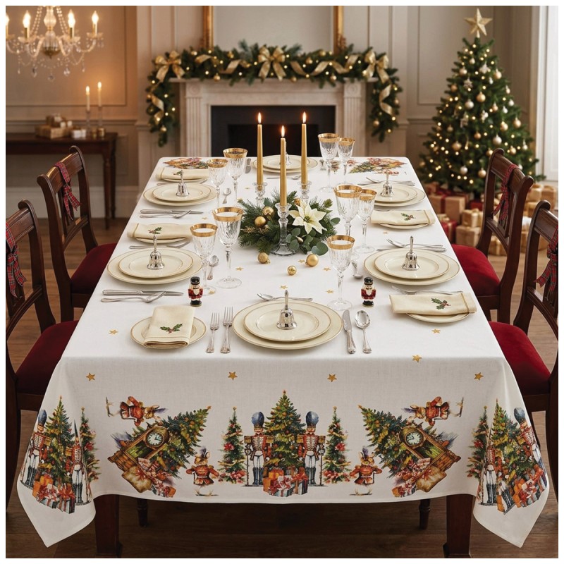 Christmas Tablecloth in Pure Cotton – Nutcracker – Corredo Italiano®