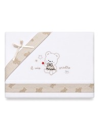 Embroidered Baby Cot Sheet Set - "My Teddy Bear" - Mio Piccolo