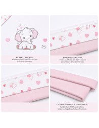 Embroidered Baby Cot Sheet Set – Elephant & Little Hearts – Mio Piccolo