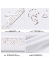 Mio Piccolo cot bed sheet set in cotton with teddy bear embroidery