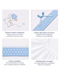 Set cotton sheets for cradle and pram – Teddy Bear with Balloons – Mio Piccolo