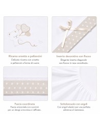 Set cotton sheets for cradle and pram – Teddy Bear with Balloons – Mio Piccolo