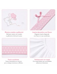 Set cotton sheets for cradle and pram – Teddy Bear with Balloons – Mio Piccolo