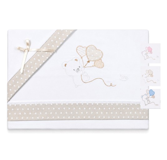 Set cotton sheets for cradle and pram – Teddy Bear with Balloons – Mio Piccolo
