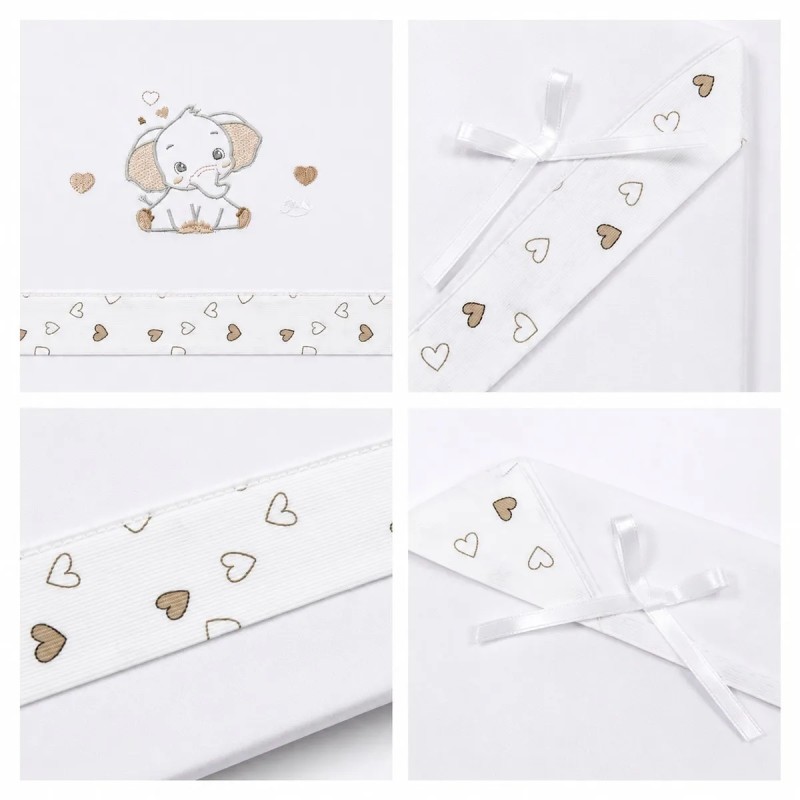 Cradle and Pram Sheet Set - Elephant...