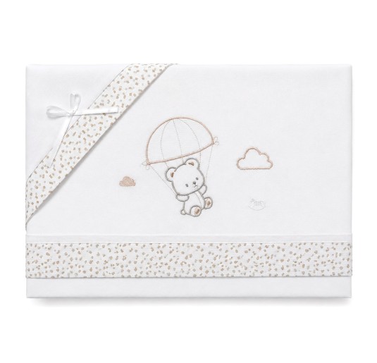 Cradle and Pram Sheet Set - Teddy Bear and Hot-air...