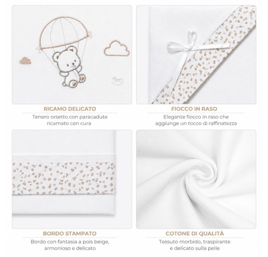 Cradle and Pram Sheet Set - Teddy Bear and Hot-air... 2