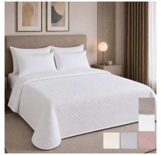 Double quilted bedspread in pure cotton satin - Elegance - Corredo Italiano
