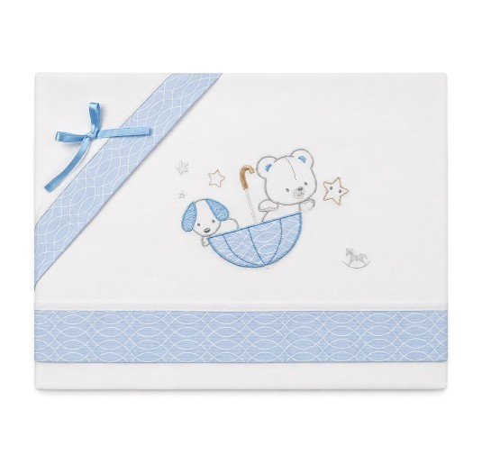 Cradle and stroller sheet set Mio Piccolo with teddy bear and puppy embroidery 2