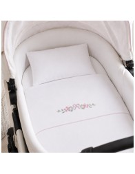 Set lenzuola culla in cotone con ricamo floreale