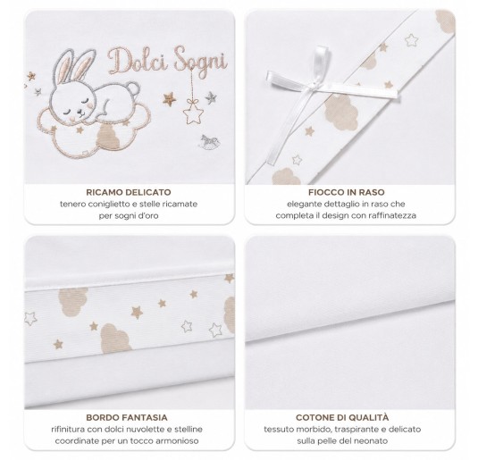 Cradle and Pram Sheet Set - Bunny - Mio Piccolo 2