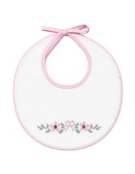 Embroidered cotton twill bib with little flowers Coccode’ Firenze