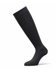 Perofil men's knee-high socks in pure Fil d'Écosse ribbed cotton - Anthracite