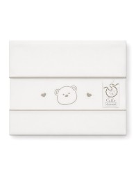 Embroidered baby crib sheet set Coccodè Firenze with teddy bear and hearts