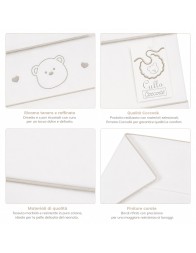 Embroidered baby crib sheet set in cotton and bamboo with beige embroidery