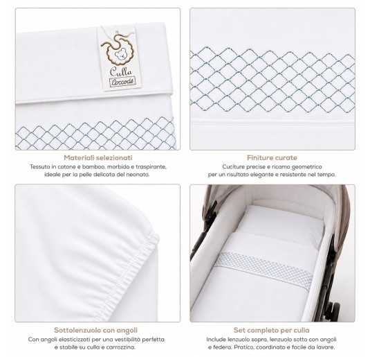 Cotton Cradle & Pram Sheet Set with Embroidery –... 2