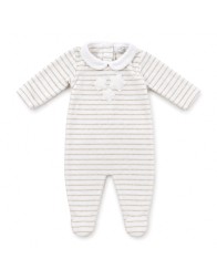 Tutina in ciniglia ricamata beige con stelline Coccodè Firenze