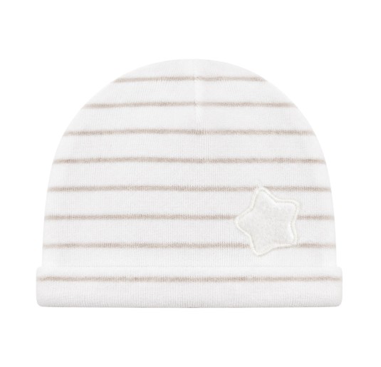 Baby chenille hat in beige with stars by Coccode’ Firenze