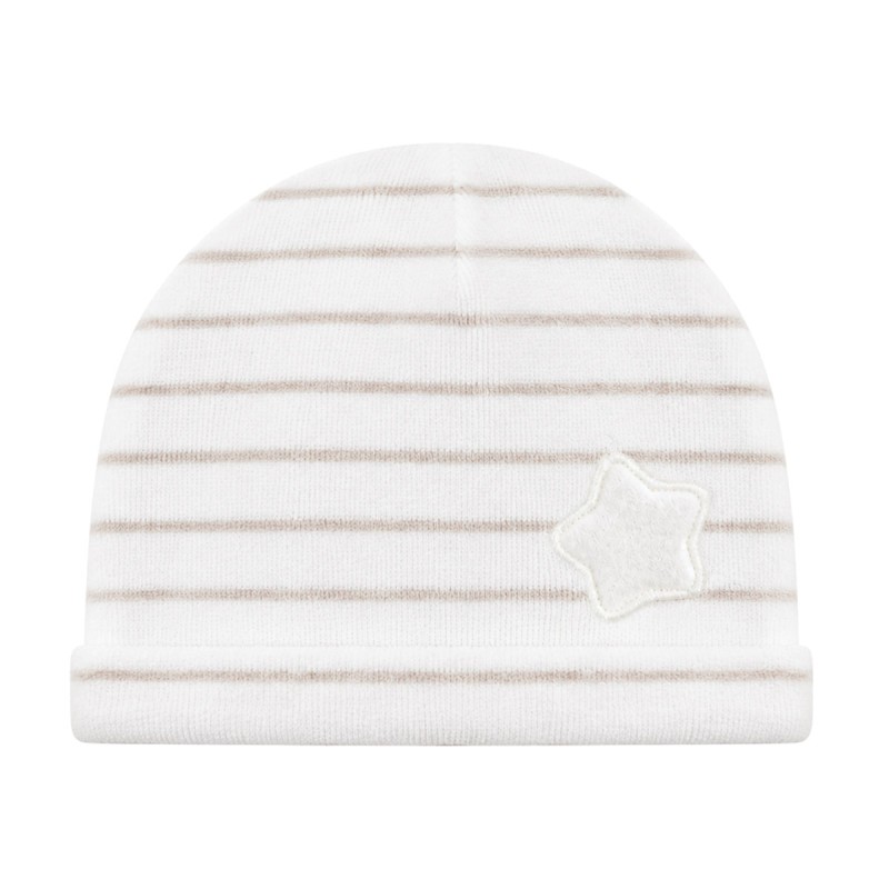 Baby chenille hat in beige with stars by Coccode’ Firenze