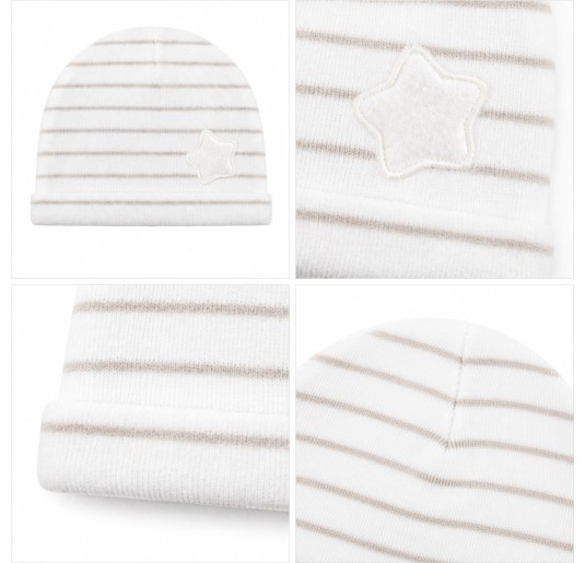 Baby chenille hat in beige with stars by Coccode’ Firenze 2