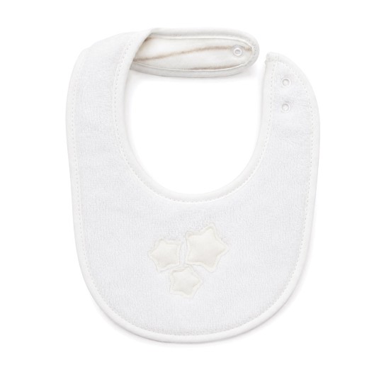 Embroidered terry baby bib with beige stars Coccodè Firenze