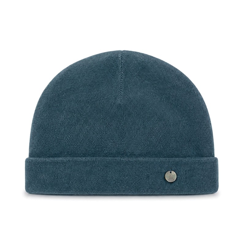Baby beanie in soft chenille powder blue Coccode’ Firenze with folded cuff