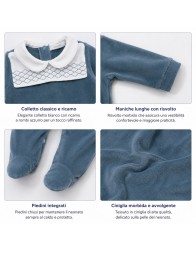 Tutina neonato in ciniglia carta da zucchero con pannello decorativo e motivo geometrico