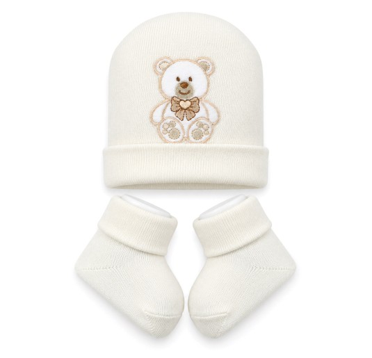 Newborn's Cap with Shoes in warm cotton - WSE8550PA - Mafer