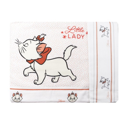 Set lenzuola culla in cotone 100% con stampa Marie Disney e federa coordinata