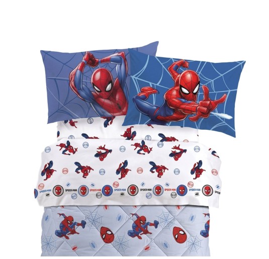 Single bed cotton sheet set Spiderman Super Web Caleffi 2