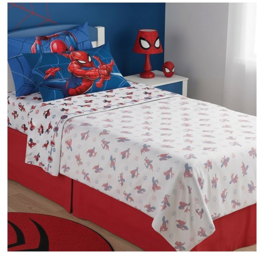 Single bed cotton sheet set Spiderman Super Web Caleffi