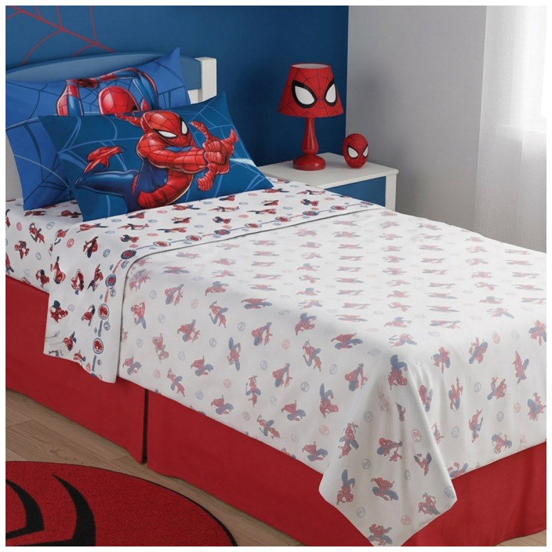 Single bed cotton sheet set Spiderman Super Web Caleffi