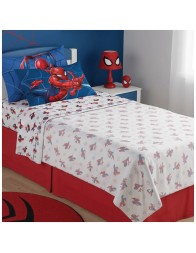 Single bed cotton sheet set Spiderman Super Web Caleffi