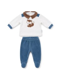 Velour Sleepsuit 2 pieces with Central Fox - LJ33430 - Les Jolies