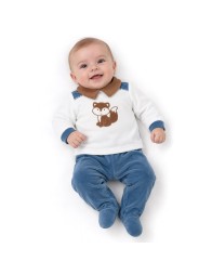 Velour Sleepsuit 2 pieces with Central Fox - LJ33430 - Les Jolies