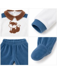 Velour Sleepsuit 2 pieces with Central Fox - LJ33430 - Les Jolies