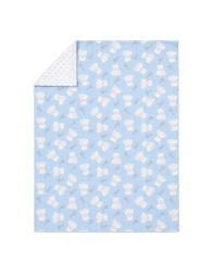Double-sided baby crib blanket 70x90 cm in soft pile viewed from above