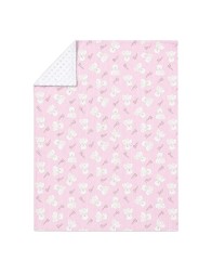 Double-sided baby crib blanket 70x90 cm in soft pile viewed from above