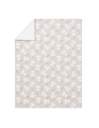 Double-sided baby crib blanket 70x90 cm in soft pile viewed from above