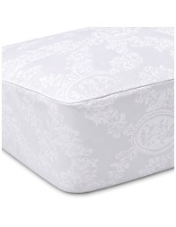 Panormus damask mattress cover in white jacquard cotton with side zip