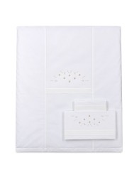 Embroidered crib pram sheet set in pure cotton La Fatina 65438PA