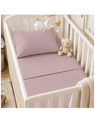 Solid color pure cotton sheet set for baby cot bed - Monocolore Baby - Corredo Italiano