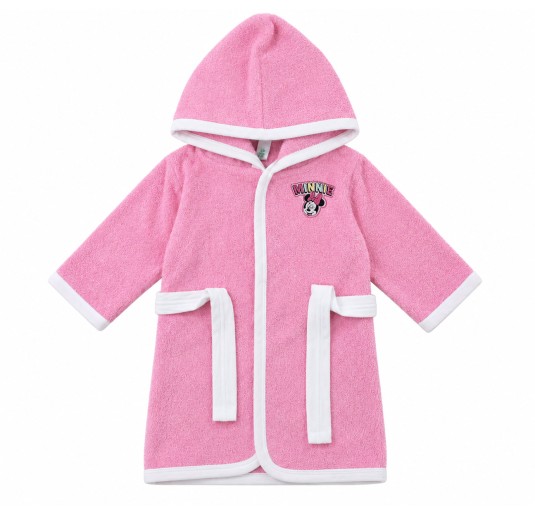 Accappatoio baby in spugna Minnie rosa Disney Ellepi con cappuccio e cintura