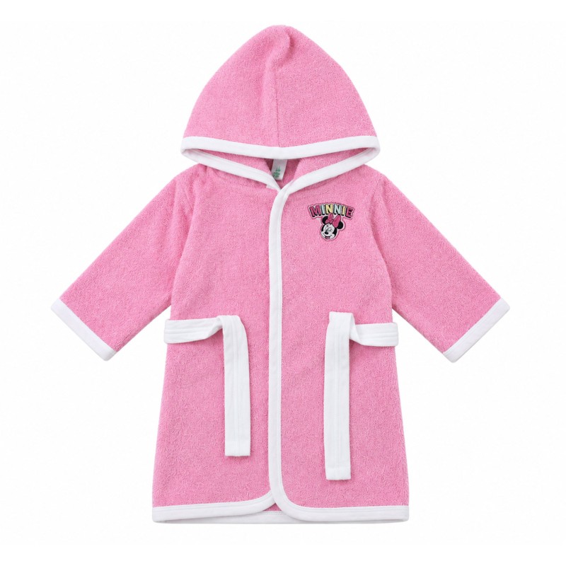 Minnie baby terry bathrobe in pink with hood and belt by Disney Ellepi