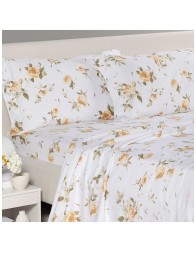Double flannel sheet set Rosa Caleffi in cotton with floral pattern