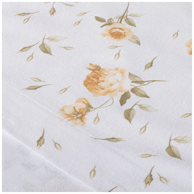Double flannel sheet set Rosa Caleffi with top sheet and frilled pillowcases