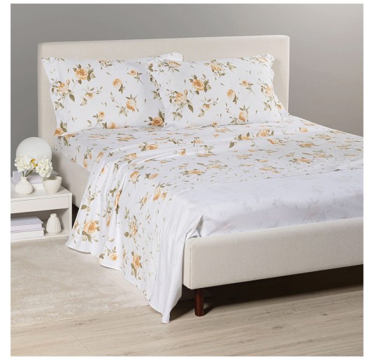 Double flannel sheet set Rosa Caleffi with top sheet and frilled pillowcases