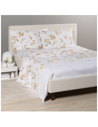 Double flannel sheet set Rosa Caleffi with top sheet and frilled pillowcases