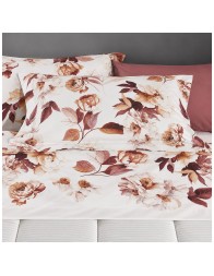 Double flannel sheet set Peony Gabel with floral pattern on a light background
